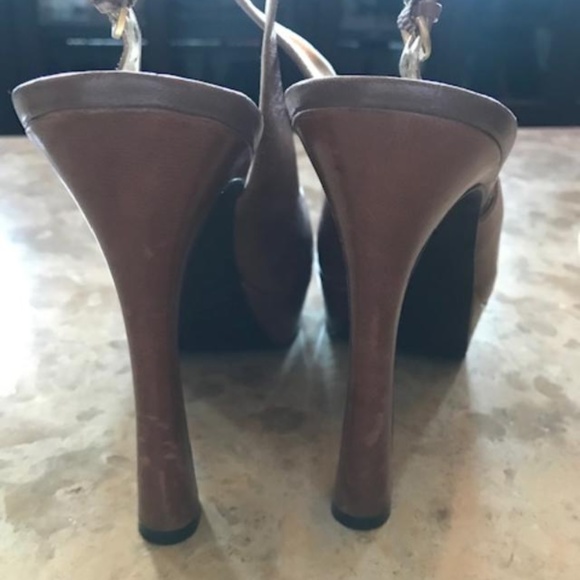GUESS slingback heels, brown leather sz 10 - Picture 3 of 4